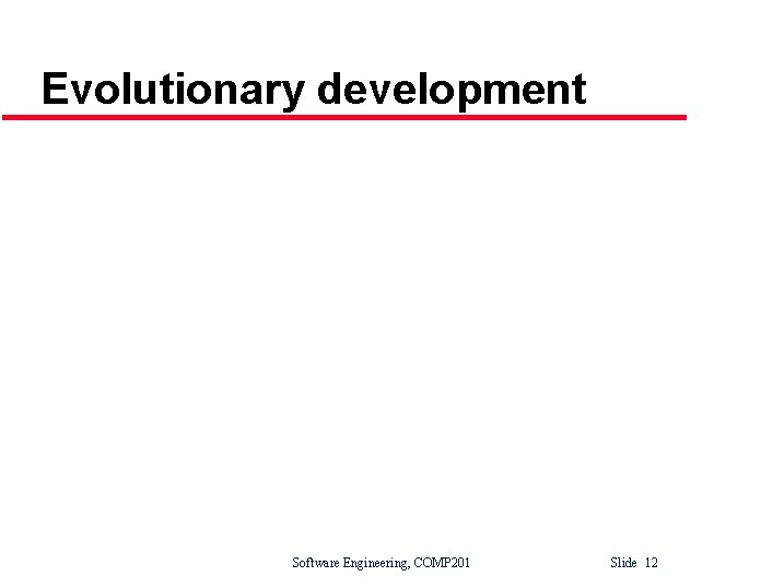 Evolutionary development Software Engineering, COMP 201 Slide 12 