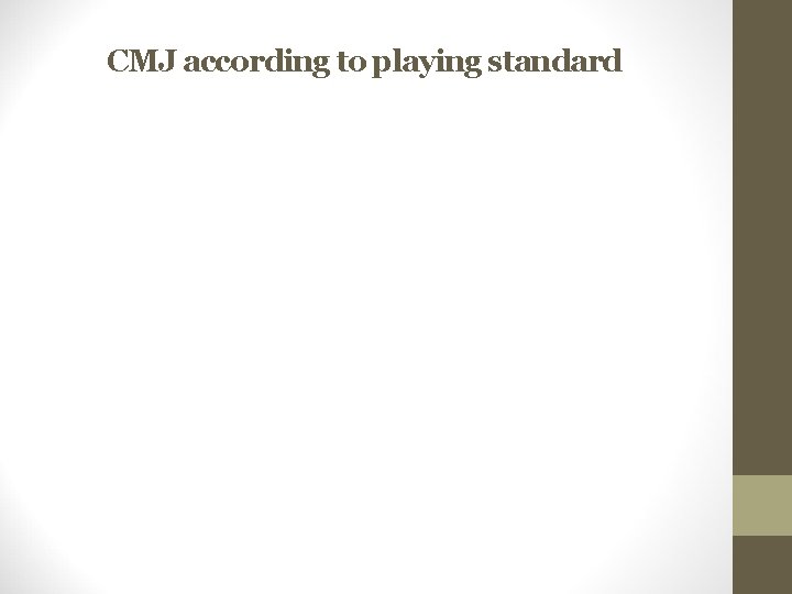 CMJ according to playing standard 