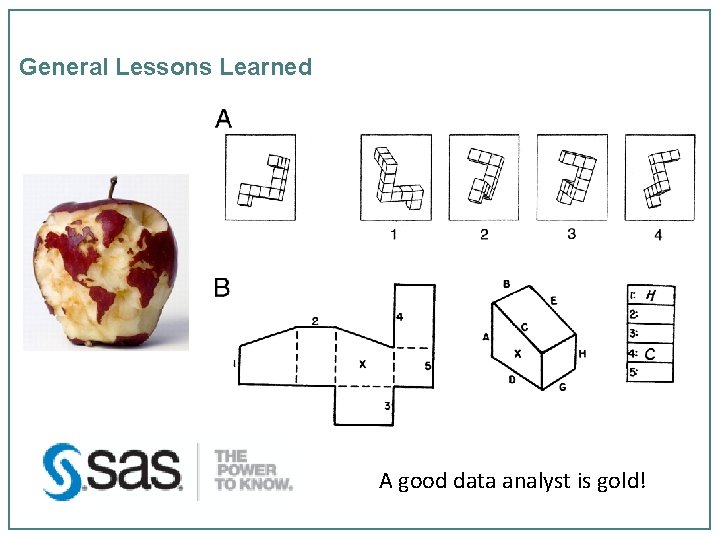 General Lessons Learned A good data analyst is gold! 