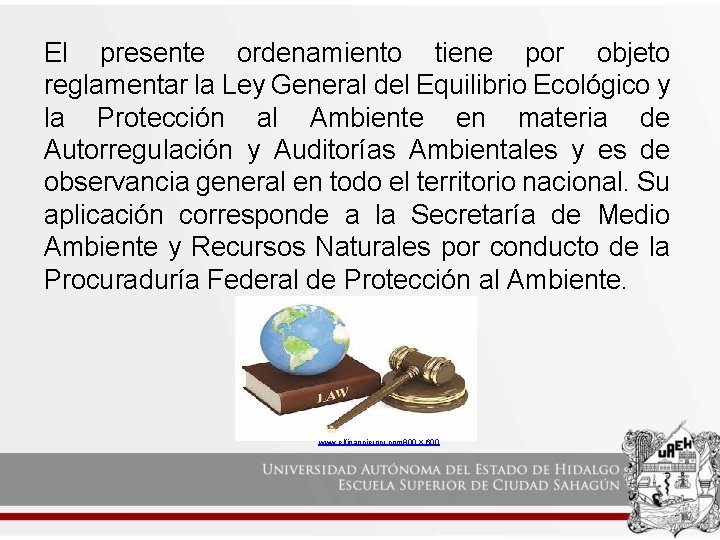 El presente ordenamiento tiene por objeto reglamentar la Ley General del Equilibrio Ecológico y