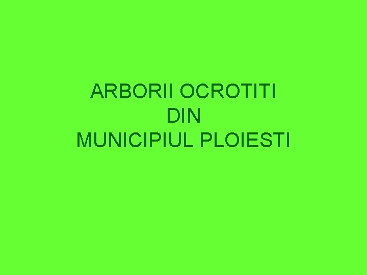 ARBORII OCROTITI DIN MUNICIPIUL PLOIESTI 