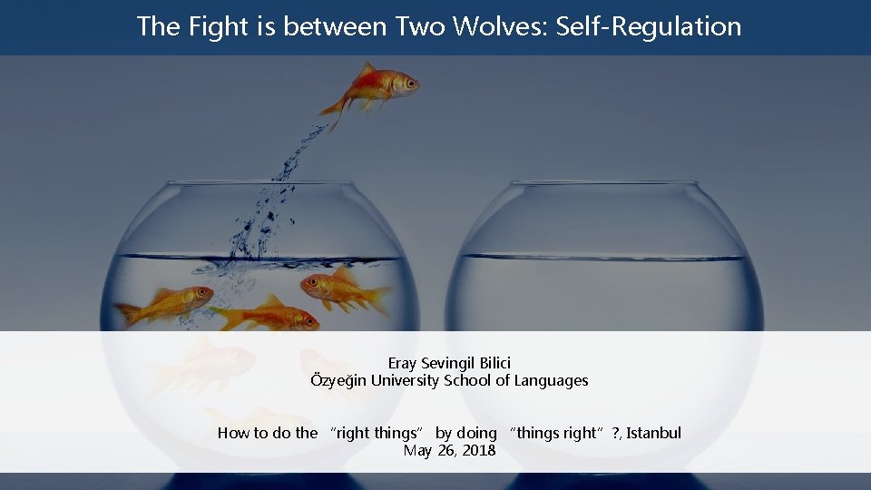 The Fight is between Two Wolves: Self-Regulation Eray Sevingil Bilici Özyeğin University School of