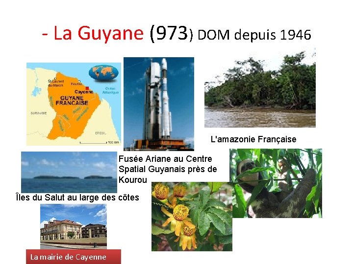 - La Guyane (973) DOM depuis 1946 L'amazonie Française Fusée Ariane au Centre Spatial