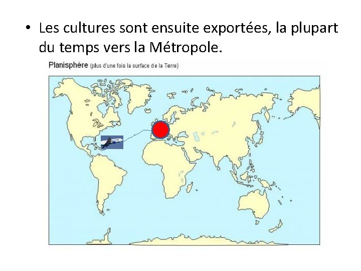  • Les cultures sont ensuite exportées, la plupart du temps vers la Métropole.