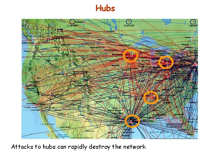 Hubs Attacks to hubs can rapidly destroy the network 