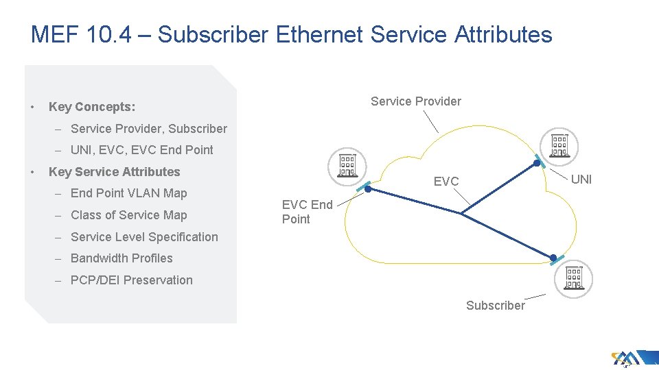 MEF 10. 4 – Subscriber Ethernet Service Attributes • Service Provider Key Concepts: –