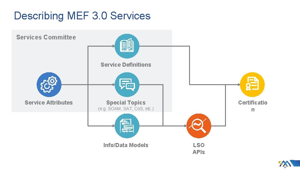 Describing MEF 3. 0 Services Committee Service Definitions Service Attributes Special Topics Certificatio n