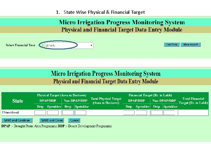 1. State Wise Physical & Financial Target 