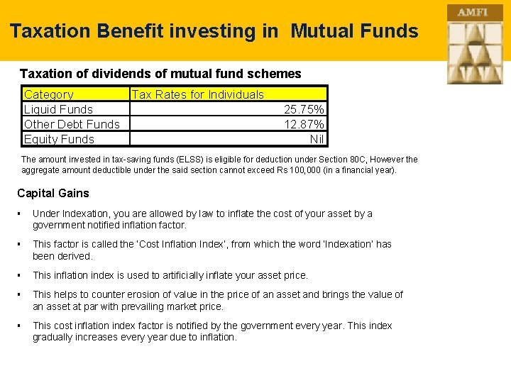 Taxation Benefit investing in Mutual Funds Taxation of dividends of mutual fund schemes Category