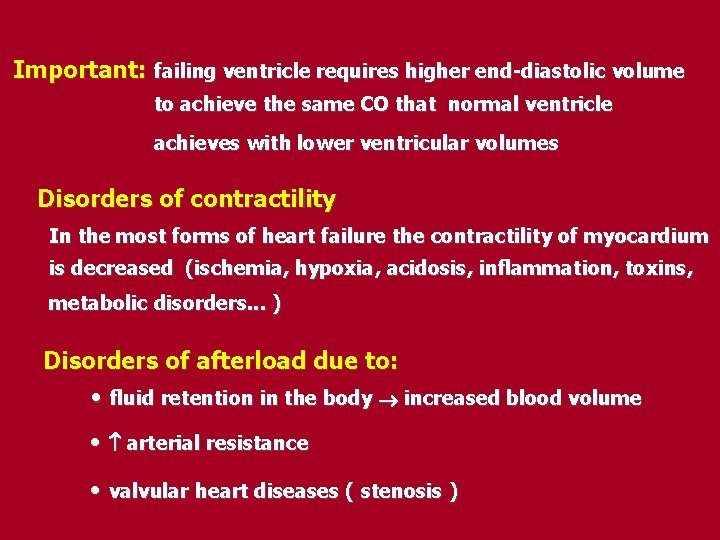 Important: failing ventricle requires higher end-diastolic volume to achieve the same CO that normal