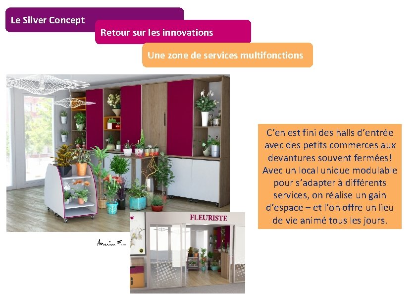 Le Silver Concept Retour sur les innovations Une zone de services multifonctions C’en est