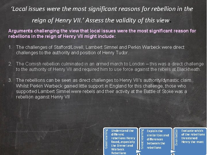 ‘Local issues were the most significant reasons for rebellion in the reign of Henry