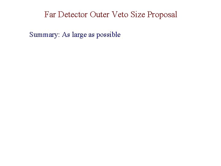 Far Detector Outer Veto Size Proposal Summary: As large as possible 