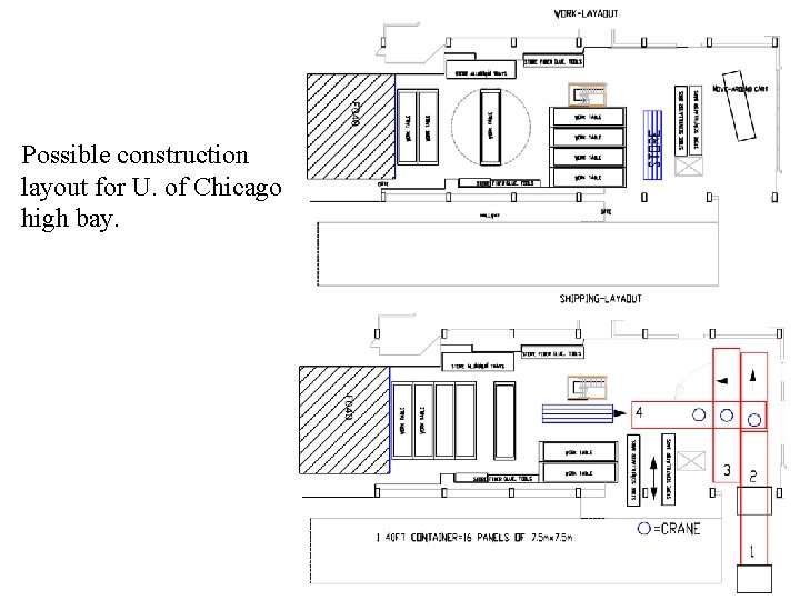 Possible construction layout for U. of Chicago high bay. 