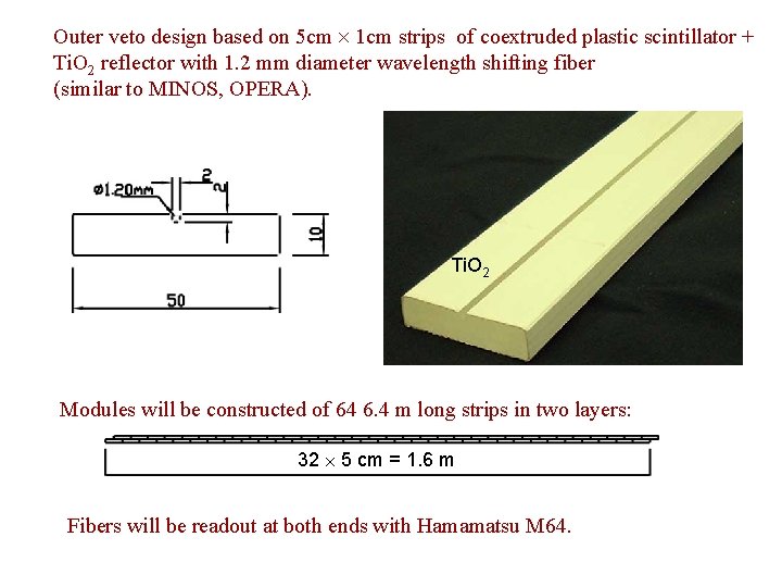 Outer veto design based on 5 cm 1 cm strips of coextruded plastic scintillator