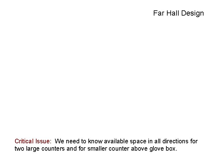 Far Hall Design Critical Issue: We need to know available space in all directions