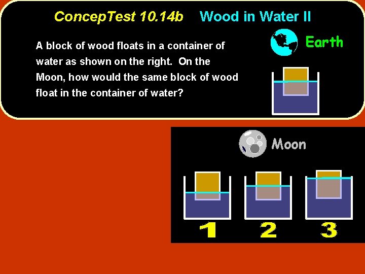 Concep. Test 10. 14 b Wood in Water II A block of wood floats