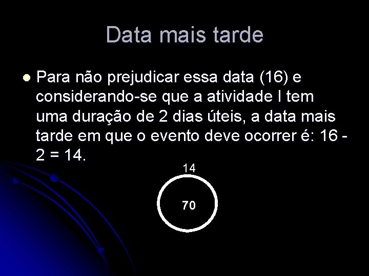 Data mais tarde l Para não prejudicar essa data (16) e considerando-se que a