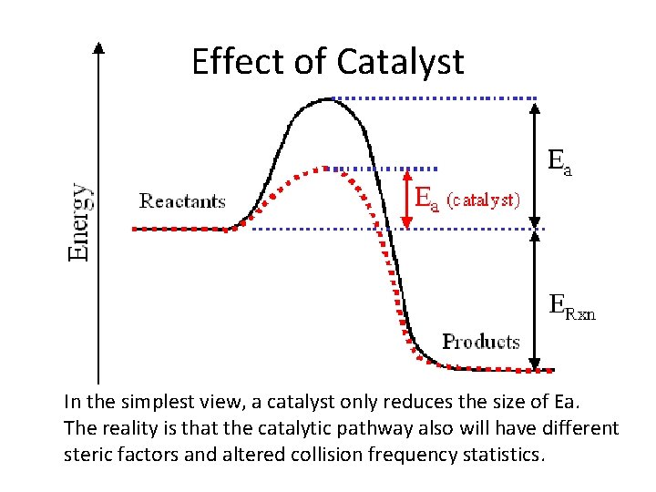 Effect of Catalyst In the simplest view, a catalyst only reduces the size of