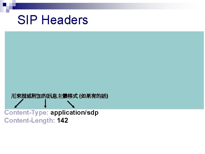 SIP Headers INVITE sip: bob@zzz. edu SIP/2. 0 Via: SIP/2. 0/UDP pc 33. yyy.