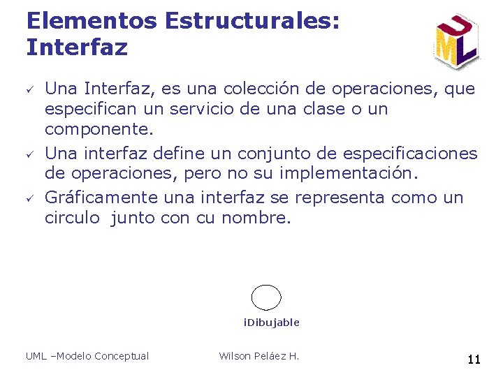 Elementos Estructurales: Interfaz ü ü ü Una Interfaz, es una colección de operaciones, que Elementos Estructurales: Interfaz ü ü ü Una Interfaz, es una colección de operaciones, que