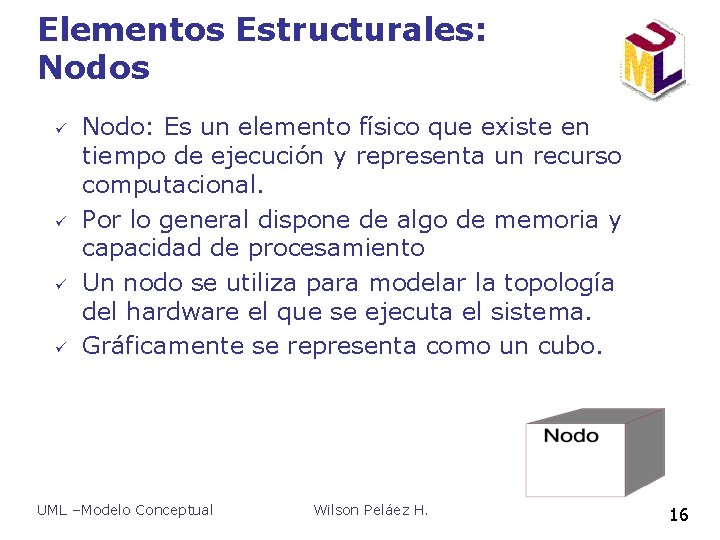 Elementos Estructurales: Nodos ü ü Nodo: Es un elemento físico que existe en tiempo Elementos Estructurales: Nodos ü ü Nodo: Es un elemento físico que existe en tiempo