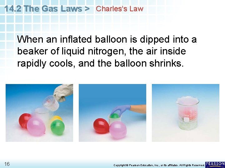 14. 2 The Gas Laws > Charles’s Law When an inflated balloon is dipped