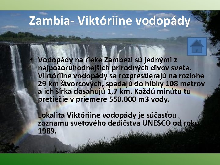 Zambia- Viktóriine vodopády • Vodopády na rieke Zambezi sú jednými z najpozoruhodnejších prírodných divov
