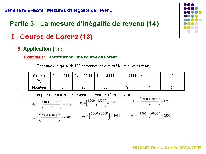 Séminaire EHESS: Mesures d’inégalité de revenu Partie 3: La mesure d’inégalité de revenu (14)