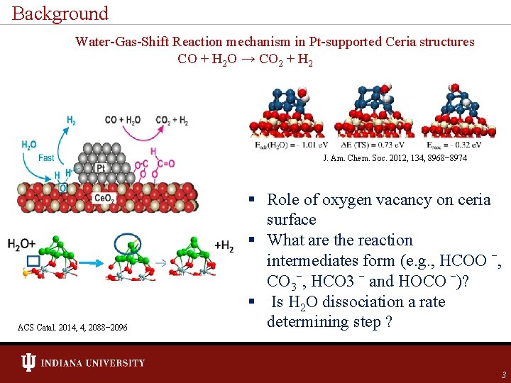 Background Water-Gas-Shift Reaction mechanism in Pt-supported Ceria structures CO + H 2 O →