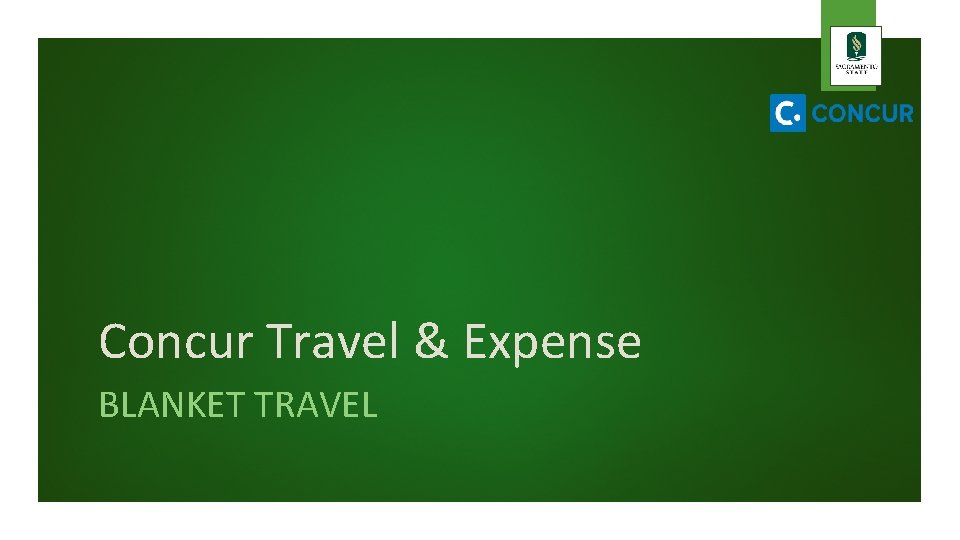Concur Travel & Expense BLANKET TRAVEL 