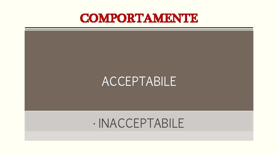 COMPORTAMENTE ACCEPTABILE • INACCEPTABILE 