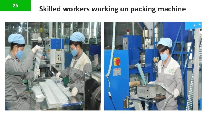25 Skilled workers working on packing machine 