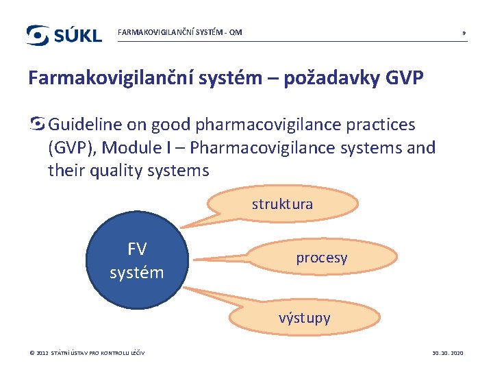 FARMAKOVIGILANČNÍ SYSTÉM - QM 9 Farmakovigilanční systém – požadavky GVP Guideline on good pharmacovigilance