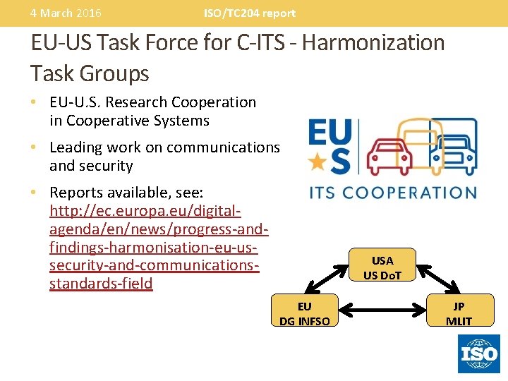 4 March 2016 ISO/TC 204 report EU-US Task Force for C-ITS - Harmonization Task