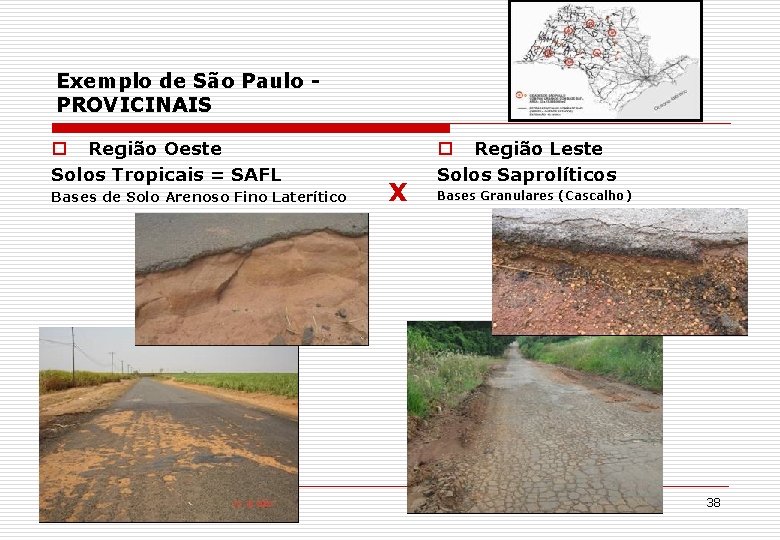 Exemplo de São Paulo PROVICINAIS o Região Oeste Solos Tropicais = SAFL Bases de