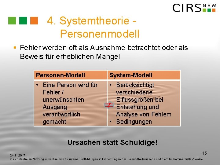 4. Systemtheorie Personenmodell § Fehler werden oft als Ausnahme betrachtet oder als Beweis für