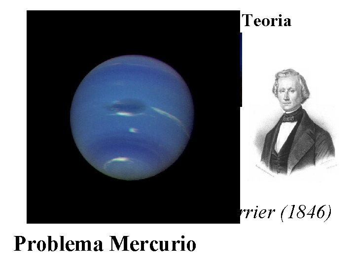 Potenza della Teoria Johann Gottfried Galle Urbain Le Verrier (1846) Problema Mercurio Potenza della Teoria Johann Gottfried Galle Urbain Le Verrier (1846) Problema Mercurio