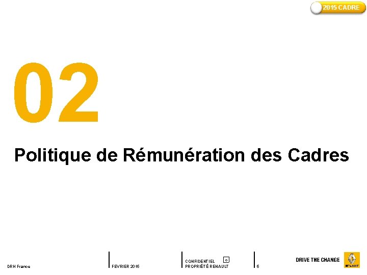 2015 CADRE 02 Politique de Rémunération des Cadres DRH France FEVRIER 2015 c CONFIDENTIEL