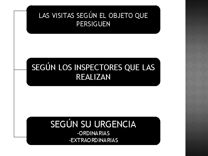 LAS VISITAS SEGÚN EL OBJETO QUE PERSIGUEN SEGÚN LOS INSPECTORES QUE LAS REALIZAN SEGÚN