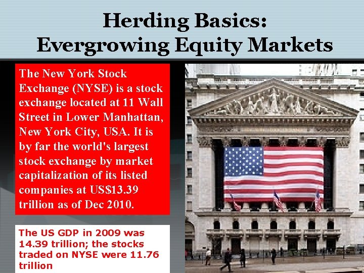 Herding Basics: Evergrowing Equity Markets The New York Stock Exchange (NYSE) is a stock