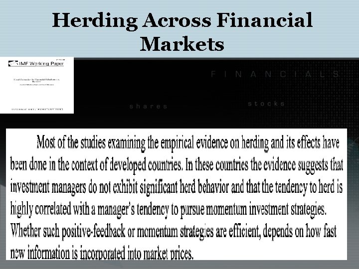 Herding Across Financial Markets 