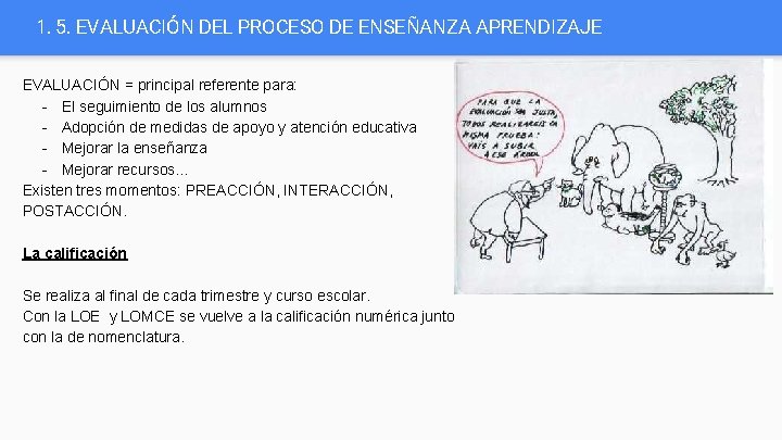 1. 5. EVALUACIÓN DEL PROCESO DE ENSEÑANZA APRENDIZAJE EVALUACIÓN = principal referente para: -