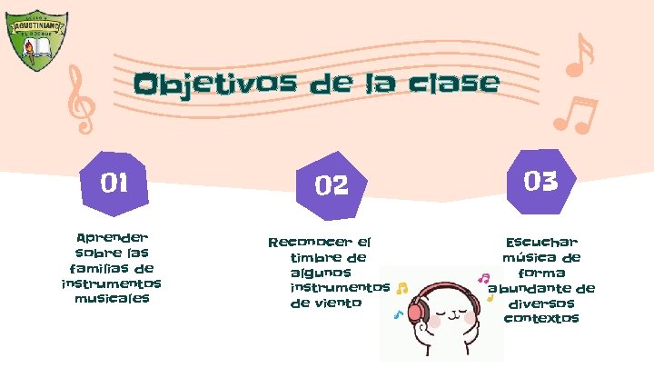 Objetivos de la clase 01 02 03 Aprender sobre las familias de instrumentos musicales