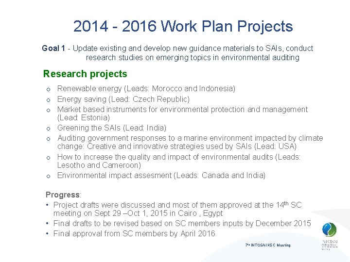 2014 - 2016 Work Plan Projects Goal 1 - Update existing and develop new