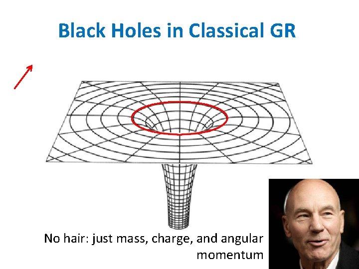 Black Holes in Classical GR No hair: just mass, charge, and angular momentum 