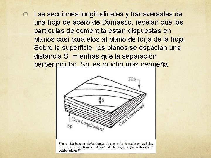 Las secciones longitudinales y transversales de una hoja de acero de Damasco, revelan que Las secciones longitudinales y transversales de una hoja de acero de Damasco, revelan que