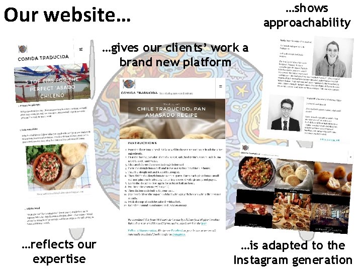 Our website… …shows approachability …gives our clients’ work a brand new platform …reflects our