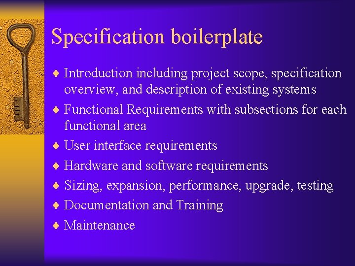 Specification boilerplate ¨ Introduction including project scope, specification overview, and description of existing systems