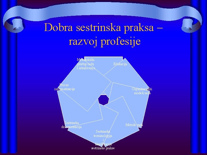 Dobra sestrinska praksa – razvoj profesije Metodološki pristup radu I istraživanju Edukacija Proces informatizacije